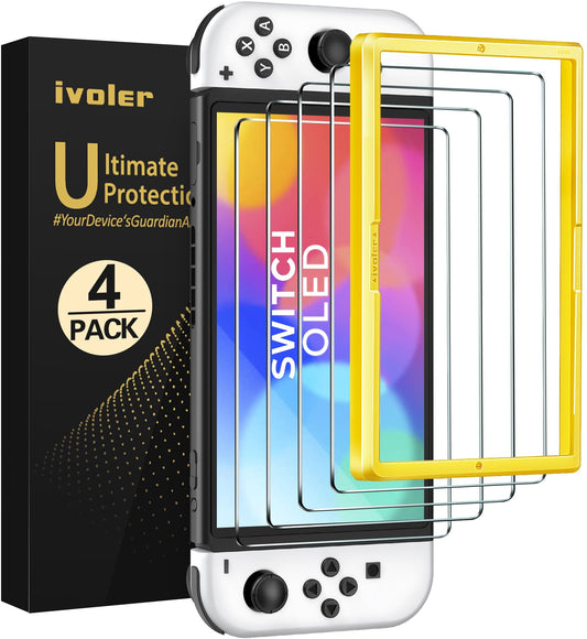 ivoler 4-Pack Tempered Glass Screen Protector Designed for Nintendo Switch 2 2025 with [Alignment Frame] Transparent HD Clear[Updated Version] Screen Protector for Switch 2 7.9''