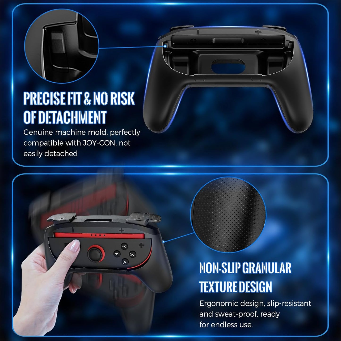 Lmcpa Joy-Con Grips for Nintendo Switch 2 (2025), Ergonomic Anti-Slip Handle Kit Accessories for Switch New Gen 2025 Joy Cons Controller, 2 Pack (Black)