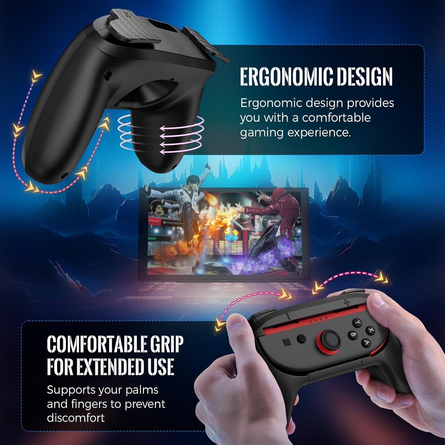 Lmcpa Joy-Con Grips for Nintendo Switch 2 (2025), Ergonomic Anti-Slip Handle Kit Accessories for Switch New Gen 2025 Joy Cons Controller, 2 Pack (Black)